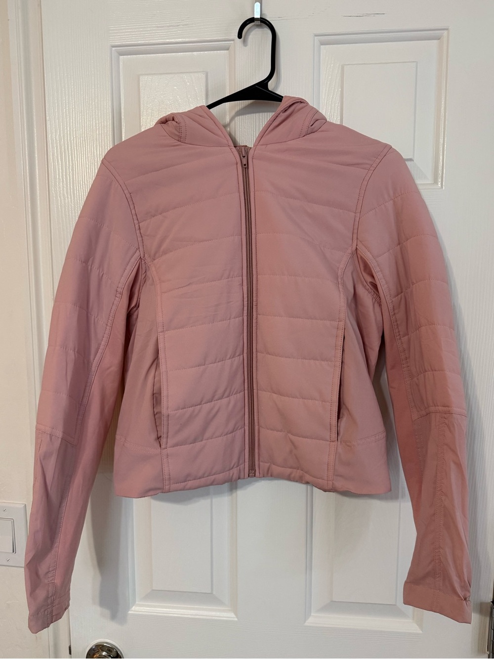 Forever 21 Light Pink Lightweight Puffer Jacket Hooded Thumbholes Size S